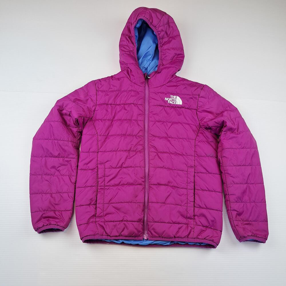 The North Face Jacket Youth 10 Purple Blue Reversible Hooded Puffer Winter